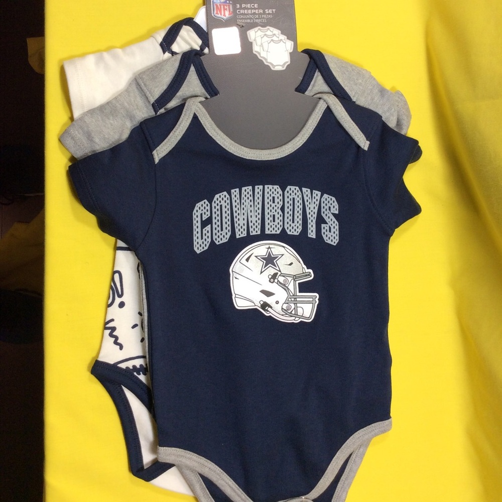 NFL Cowboys Baby Onesie Tag - White, Black & Grey 18 months